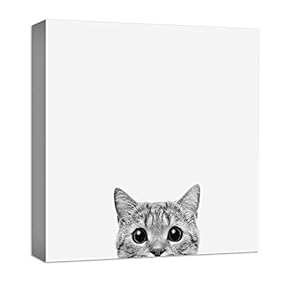 Curious Pets Cat Black and White Painting Artwork...
