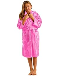 byLora Hooded Coral Fleece Robe for Girl, Boys, X-Large, Pink