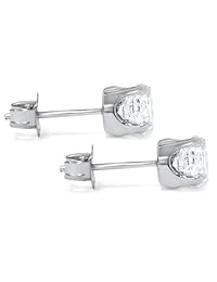 Pendientes de oro blanco de 14 quilates con diamantes de corte redondo de 1 quilate para mujer con certificado IGI