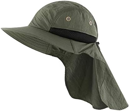 LLmoway Mens Mesh Flap Sun Hat UPF50+ Wide Brim Breathable Outdoor Fishing Cap