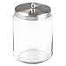mDesign Glass Bathroom Vanity Apothecary Storage Organizer Canister Jar for Cotton Balls, Swabs, Makeup Sponges, Bath Salts, Hair Ties, Jewelry, Set of 3, Varied Sizes - Clear/Brushed