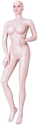 PLASTIC MANNEQUIN SKIN COLOR MOVABLE FEMALE BIG BREST METAL BASE