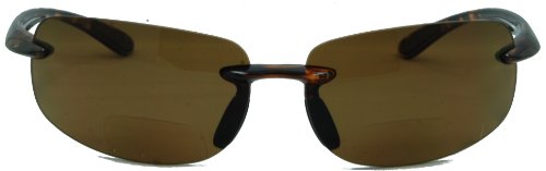 Lovin Maui Wrap Around Polarized Nearly Invisible Line Bifocal Sunglasses/Tortoise/1.50 Strength