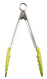Cuisipro 9.5-Inch Silicone Locking Tongs, Apple Green