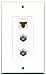 RiteAV 2 Port Coax Cable TV- F-Type 1 Port Cat6 Ethernet White Wall Plate Oversized