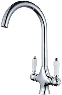 Cucsaist Double Bathroom Kitchen Faucet Copper Material British Dish Hot And Cold Water Mixer