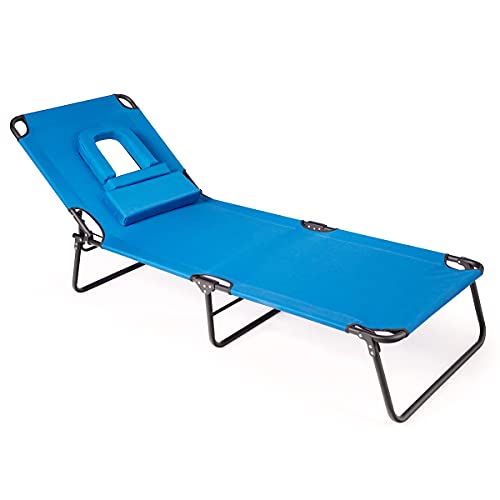 Giantex Beach Lounge Chair Chaise Lounge Chairs for Outside with Hole