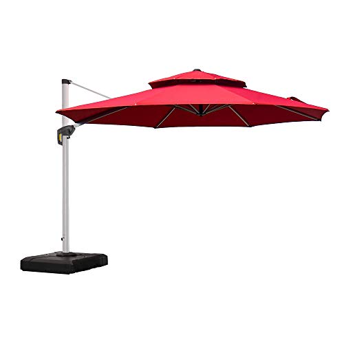 PURPLE LEAF 12 Feet Double Top Round Deluxe Patio Umbrella Offset