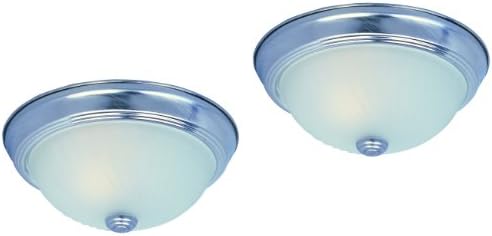 Park Madison Lighting PMC-9081-16 Twin Pack Flush Mount Ceiling Dome Fixtures with Frosted Swirl Glass in Satin Nickel Finish, 11-Inch