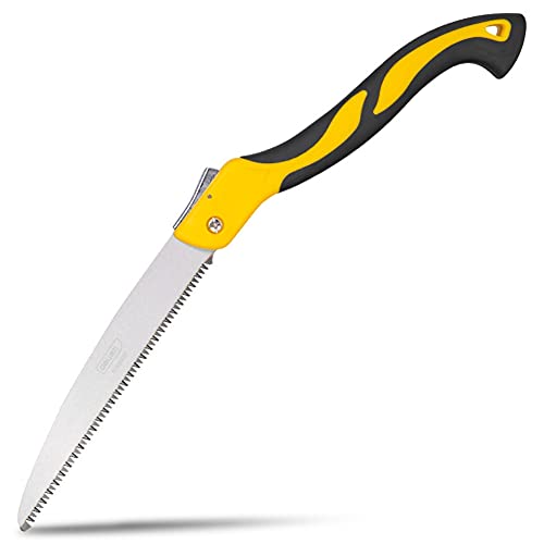 Deli Tools Folding Hand Saw, 10inch Pruning Saw With Sk5 Steel Blade Rugged Grip Handle for