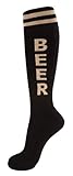 Gumball Poodle Knee High Unisex Novelty Statement Socks (Beer - Black & Tan)