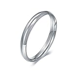 BORUO 925 Sterling Silver Ring, High Polish Plain Dome Tarnish Resistant Comfort Fit Wedding Band 3mm Ring