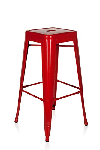 hjh OFFICE 645011 Barhocker VANTAGGIO HIGH Metall Rot Retro-Hocker im Industry-Design, stapelbar – Bild 7