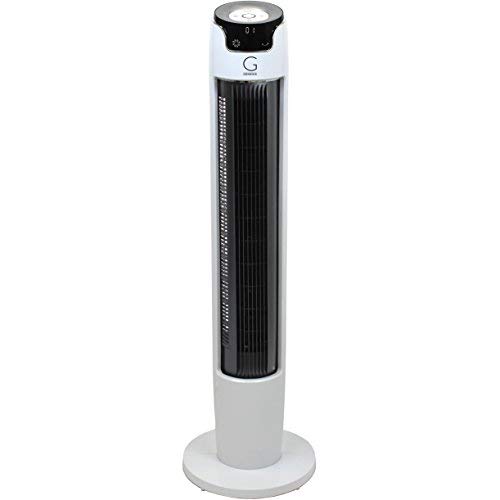 Genesis 43 Inch Oscillating Digital Tower Fan With Remote And Max Cool Technology White