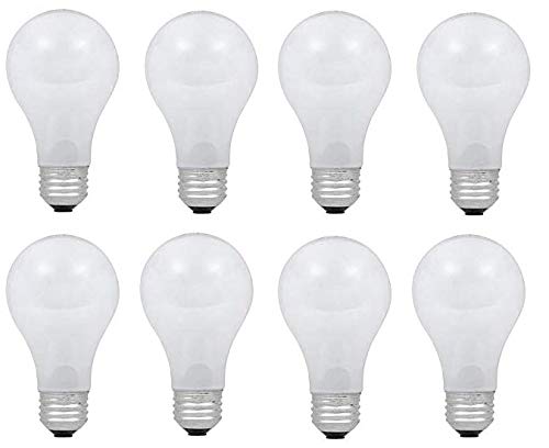 Dysmio Lighting 100 Watt A19 120 Volt, 2700K Frost E26, Rough Service Incandescent Light Bulb -100 Watt, 8 Pack