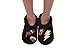 Snoozies Womens Cozy Groovy Applique Patches Non Skid Slipper Socks, Medium, Black