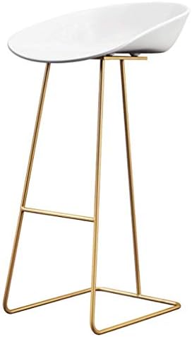 QenDsx Dining chair Iron Bar Stool Simple Home Backrest High Chair Creative Bar Chair A+ (Color : Gold, Size : 65CM)