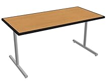 Nomad by Palmer Hamilton ATT293060-GOMSSM Fixed Leg Standard Weight Aero T-Base Table with Glides, Metallic Silver Frame, Black Smart Edge, Rectangular, 60
