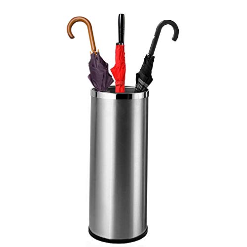 Bennett Umbrella Stand, Stainless Steel Round Style, w/Removable Inner Bucket 24" Tall, Entry Hallway DÃ©cor Home, Office Decoration Rack Holds Umbrellas Canes Walking Sticks Great Gift Idea