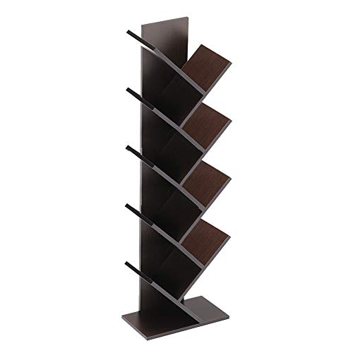 INMOZATA Tree Bookshelf Organizer, 9Tier Floor Standing Small Bookcase