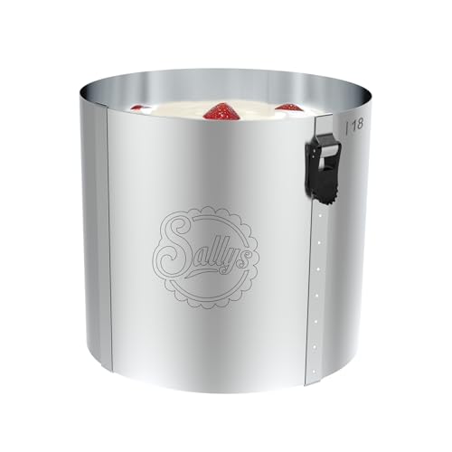 Sallys Tortenring 20 Cm - Durchmesser Verstellbar 17-30 Cm - Backform Aus Rostfreiem Federbandstahl - Hitzebeständiger Klemmverschluss - Spülmaschinenfest