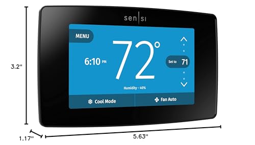 Emerson Sensi Touch Wi-Fi Smart Thermostat with Touchscreen Color Display, Works with Alexa, Energy Star Certified, C-wire Required, ST75 Black 5.625" x 3.4" x 1.17" - View 2