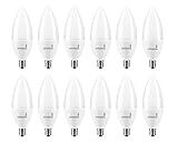Hyperikon LED Candelabra Bulb B11 Frosted 5W (40W Equivalent), 5000K (Crystal White Glow), Candle Bulb Chandelier, Small Base E12, Not Dimmable - Great for Kitchen, Dining Area, Chandelier (12 Pack)