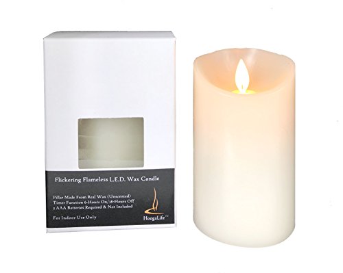image for Flameless Flicker Candle,QBA LED Pillar Candle (D 3
