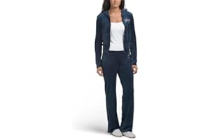 Juicy Couture Logo Script Soft Velour Tracksuit Set, 2 Piece Zip Hoodie and Pants with Rhinestone Embellishments