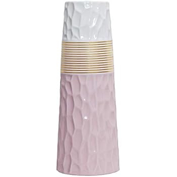LIONWEI LIONWELI 11 inch Pink White Gold Finish Ceramic Flower Vase Home Decor Vase and Table Centerpieces Vase - Ideal Gifts for Friends and Family, Christmas, Wedding, Bridal Shower