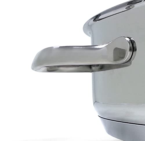 Nuwave Design-18/8 Stainless Steel Cookware,Free of PTFE PFOA PFOS,Fondue Pot Set,Works On All Cooktops and Induction Cooker,Include Pot,Steamer Basket,Glass Lid and 8 Fondue Forks,10 -Yeär Wärranty, 3.5Qt Pot, Silver