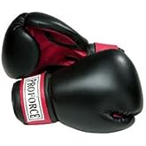 Pro Force Leatherette Boxing Gloves - Black with Red Palm - Black - 14 oz.