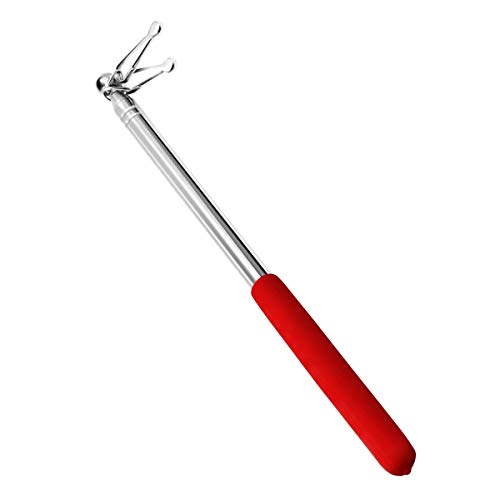 APUXON Telescopic Handheld Flagpoles, Portable Staff with Clips 3.3ft, Red- Lightweight Extendable Stainless Steel with Anti-Slip Grip - Collapsable Flag Pole for Tour Guides & Pointer for Teachers