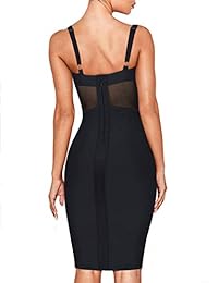 UONBOX - Vestido para mujer con correa de malla de espagueti envuelta, longitud de la rodilla