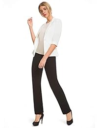 Bamans Women's Stretch Yoga Dress Pants Tummy Control Workout Barely Bootcut Straight Leg Work Pants with Key Pockets