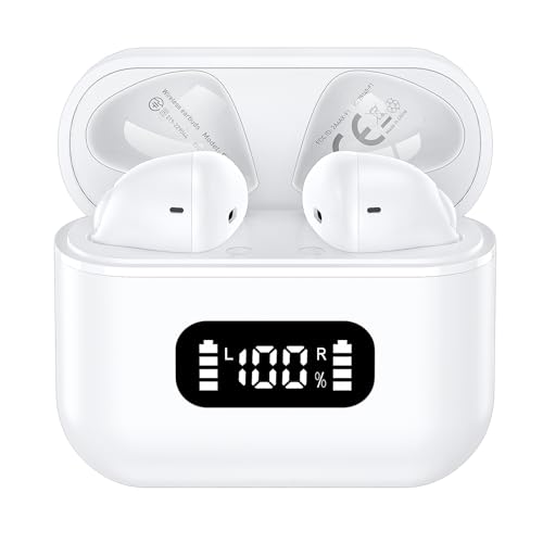 Fones de Ouvido Bluetooth Tranya True Wireless, 4 Microfones para Chamadas Claras, Controle de Botão Preciso, Bateria de Longa Duração, Conforto o Dia Todo