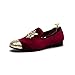 Men Genuine Leather Mens Metallic Textured Slip-on Glitter Loafers Shoes, Red/01, 12 US