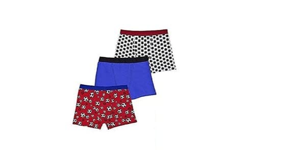 R J M 3 Pairs of Boys Football Design Boxer Shorts Briefs Underwear, Multicloured, 7-8 Years