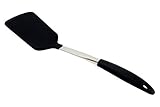 Bizanzzio Stainless Steel & Silicone Extra Large Turner In Black, Heat Resistant Upto 400 Degrees.