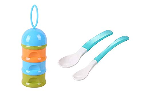 Honey Shopee Unbreakable 3 Layer Portable Baby/Infant Spill-Proof Milk Powder Container Food Storage Box with Funnel with Soft Head Safe Soup Spoon (Colour May Vary)