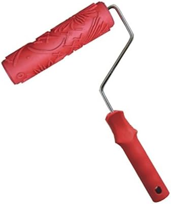 Shentian 7" DIY Floral and Dot Pattern Paint Roller for Wall Decoration with Plastic Handle,Red (EG079T)