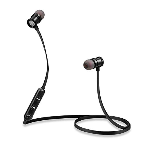 Qiwode Bluetooth Headphones, Wireless Neckband Headphones with Magnetic Earbuds, IPX5 Waterproof, Noise Cancelling Sports Earphones, HD Stereo Bluetooth 5.0 Headset Built-in Mic (Black)