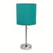 Limelights LT2024-TEL Stick Brushed Steel Lamp with Charging Outlet and Fabric Shade, 19.50 x 8.50 x 8.50 inches, Teal primary