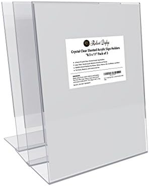 Marketing Holders Slant Back Advertisement Frame Menu Display Signage Impact Resistant 8.5"w x 11"h 1 Pack of 3