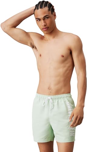 Calvin Klein Herren Badeshorts Medium Drawstring Mittellang, Grün (Pastel Green), 6XL