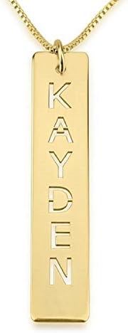 Personalized Custom 24k Gold Plated Cut Out Vertical Bar Necklace Jewelry (16)