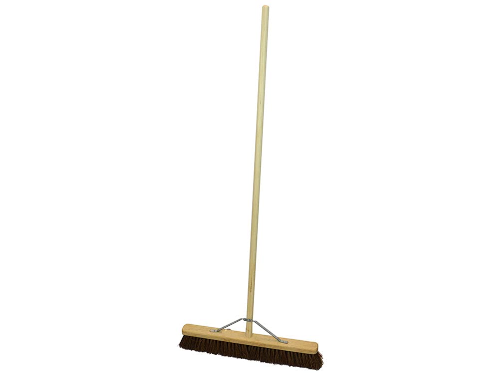 Faithfull FAIBRBAS24H Stiff Bassine Broom 600mm (24in) Head with Handle and Stay, 137 cm Handle