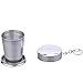 Telescopic Collapsible Stainless Steel Shot Glass With Key Ring - 50 mL - Black Gift Box Included