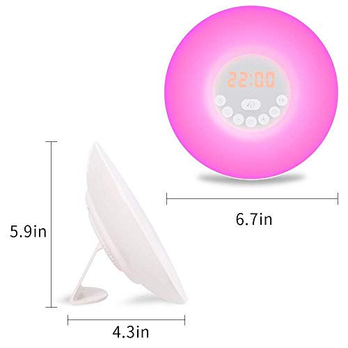 Sunba Youth Wake Up Light, Sunrise Alarm Clock Radio with 7 Color Night Light, 6 Nature Sounds, and FM Radio for Bedside Lamp