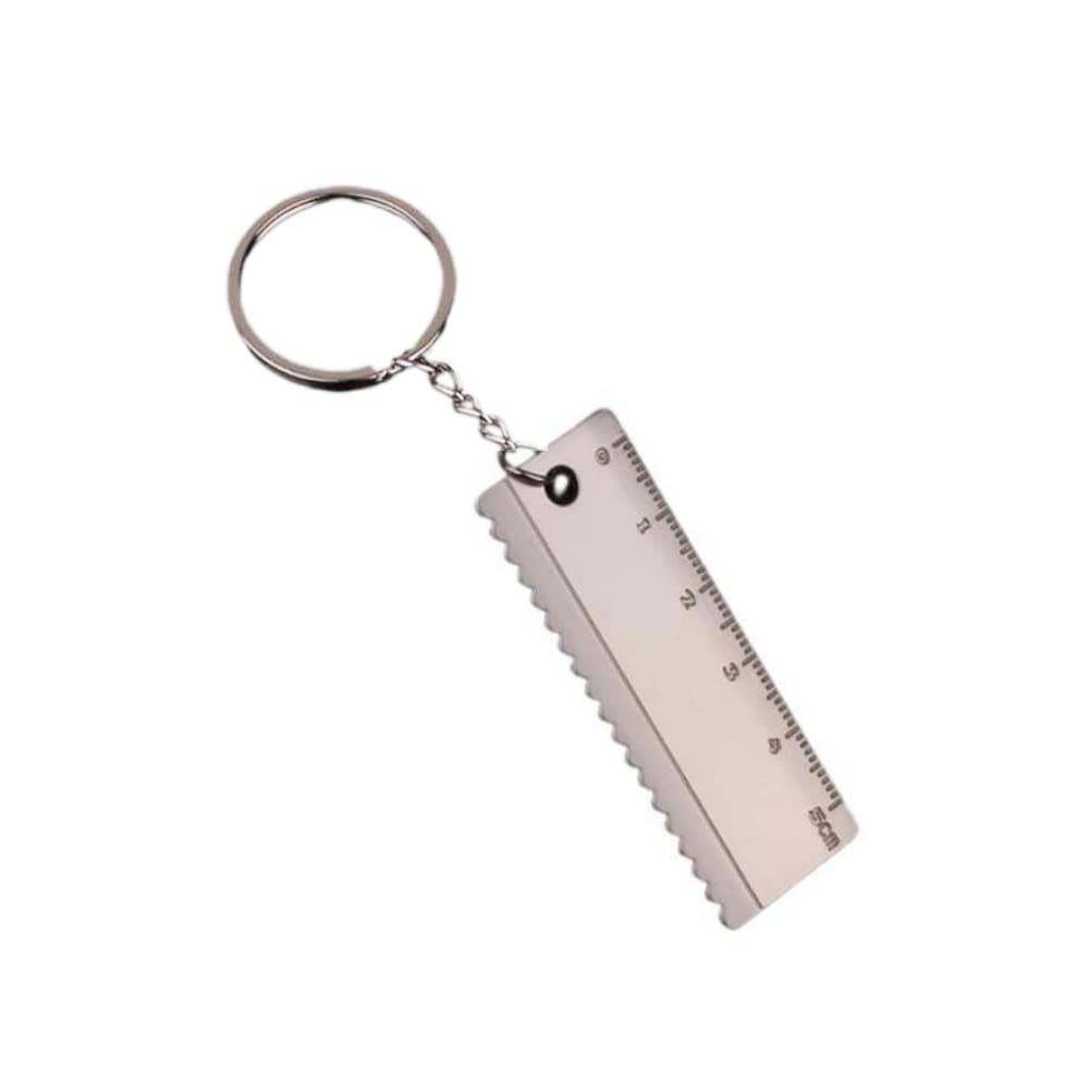 ARFUKA Keyring Mini Ruler Pendant Keychain Metal Key Ring Christmas Birthday Gift Key Chain for Men and Women Silver